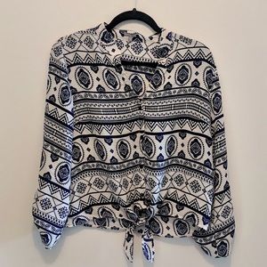 Charolette Russe | Tribal Print Tie Front Crop L